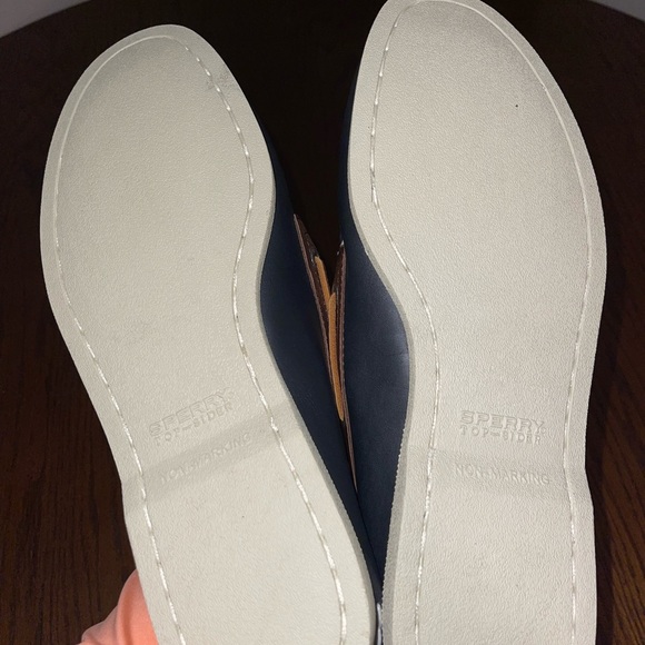 New Mens Sperry Top-Slider shoe in Navy blue leather, brown and light blue - Picture 3 of 4
